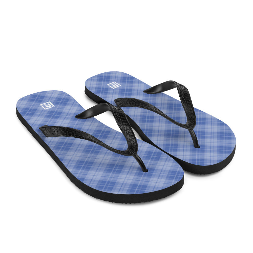 Men's Blue Plaid Flip-Flops