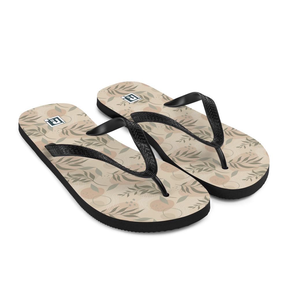 Women's Earth-Tone Leaf Print Flip Flops