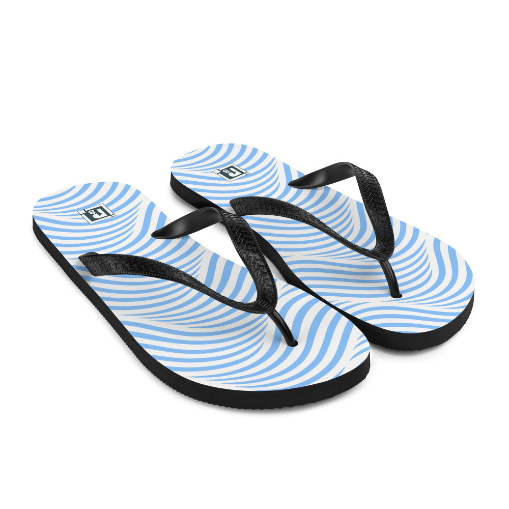 Women's Blue Wave Print Flip Flops