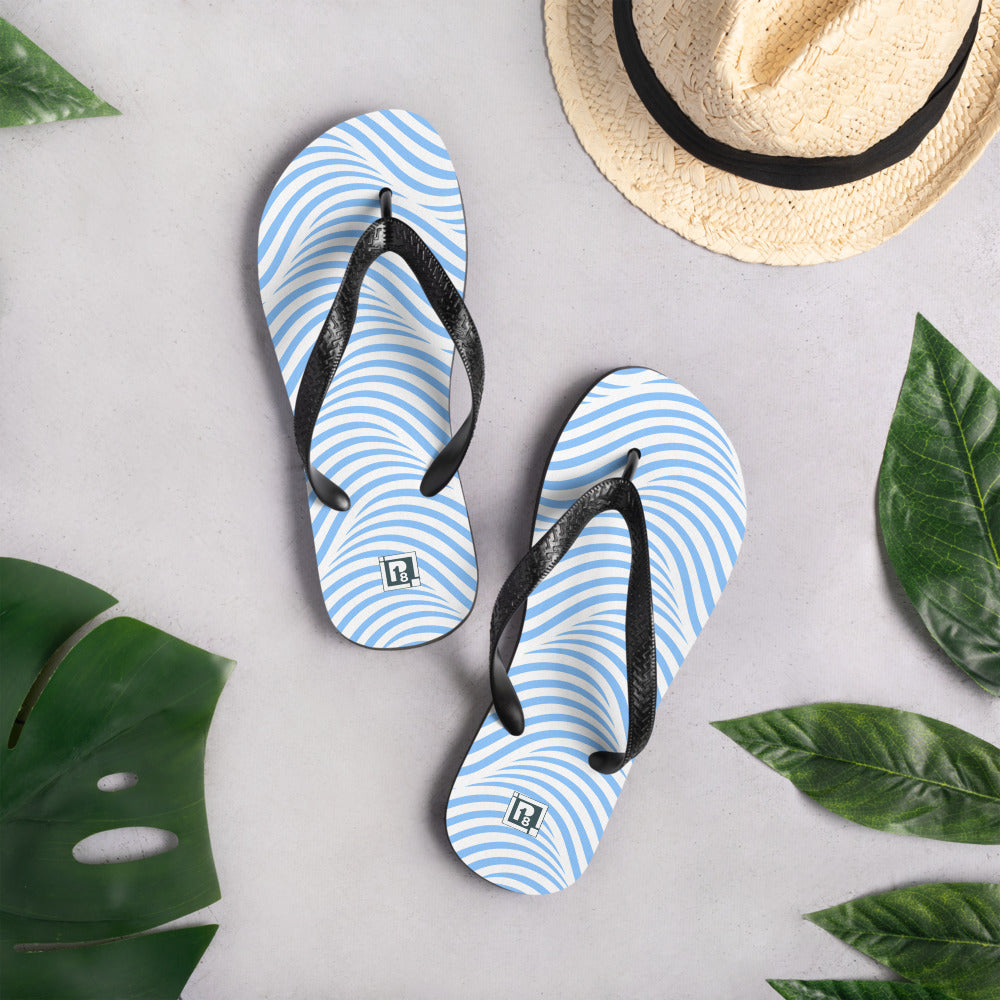 Women's Blue Wave Print Flip Flops