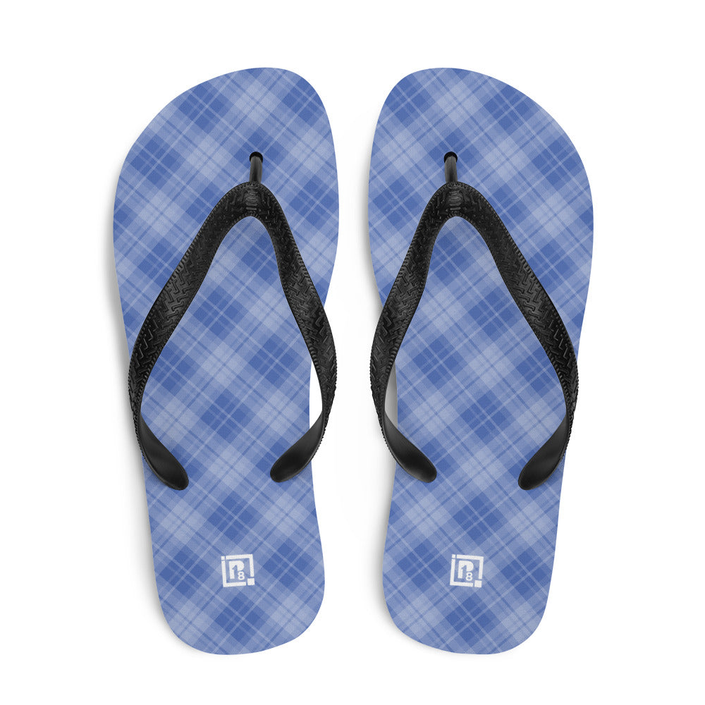 Men's Blue Plaid Flip-Flops