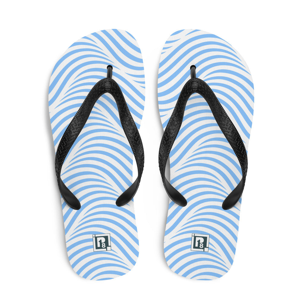 Women's Blue Wave Print Flip Flops
