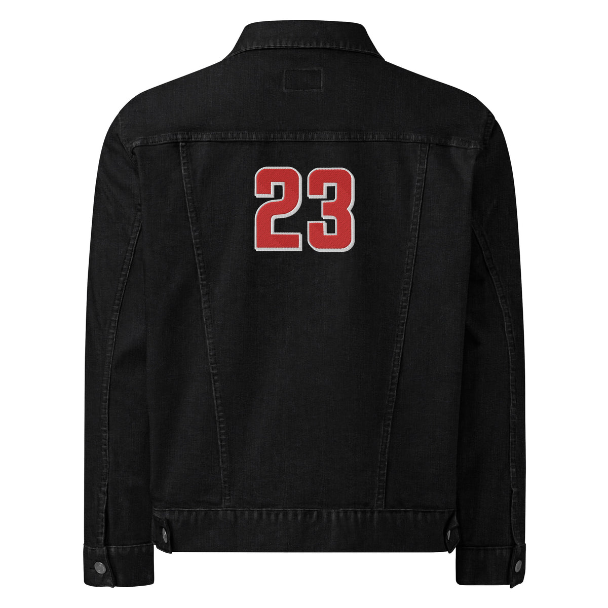 Women's Black Denim Jacket – "23" Varsity-Inspired Streetwear Outerwear