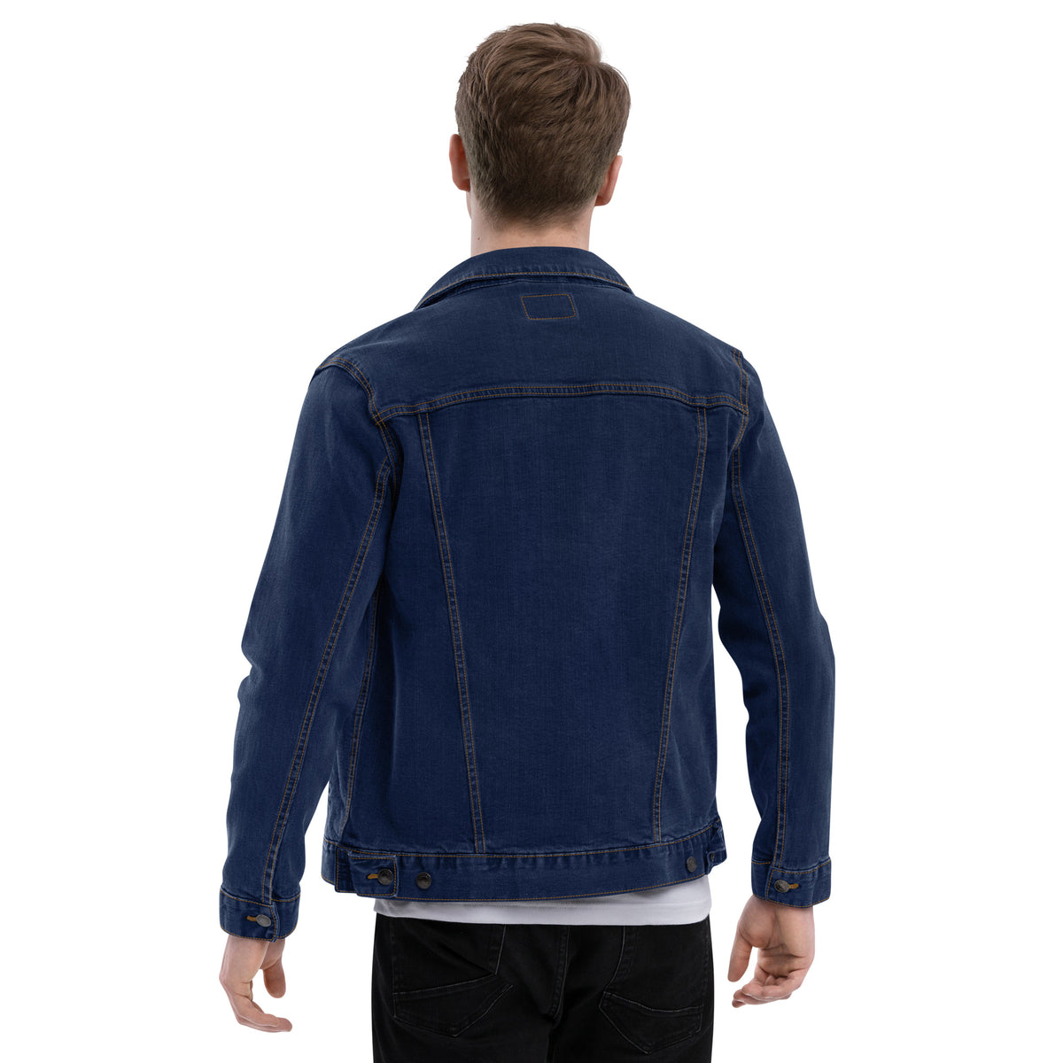 Men's Unisex Solid Dark Blue Denim Jacket