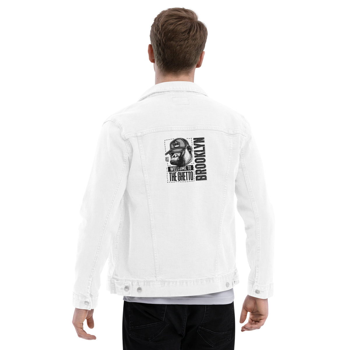 Unisex White Regular Denim Jacket