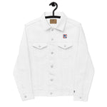 Men’s White Denim Jacket – ""Focus"" Embroidered Statement Piece