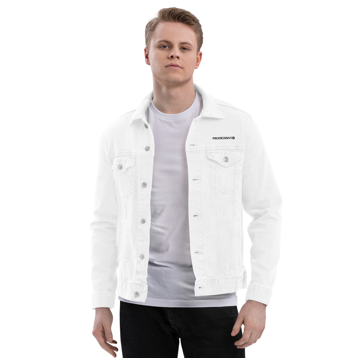 Unisex White Regular Denim Jacket