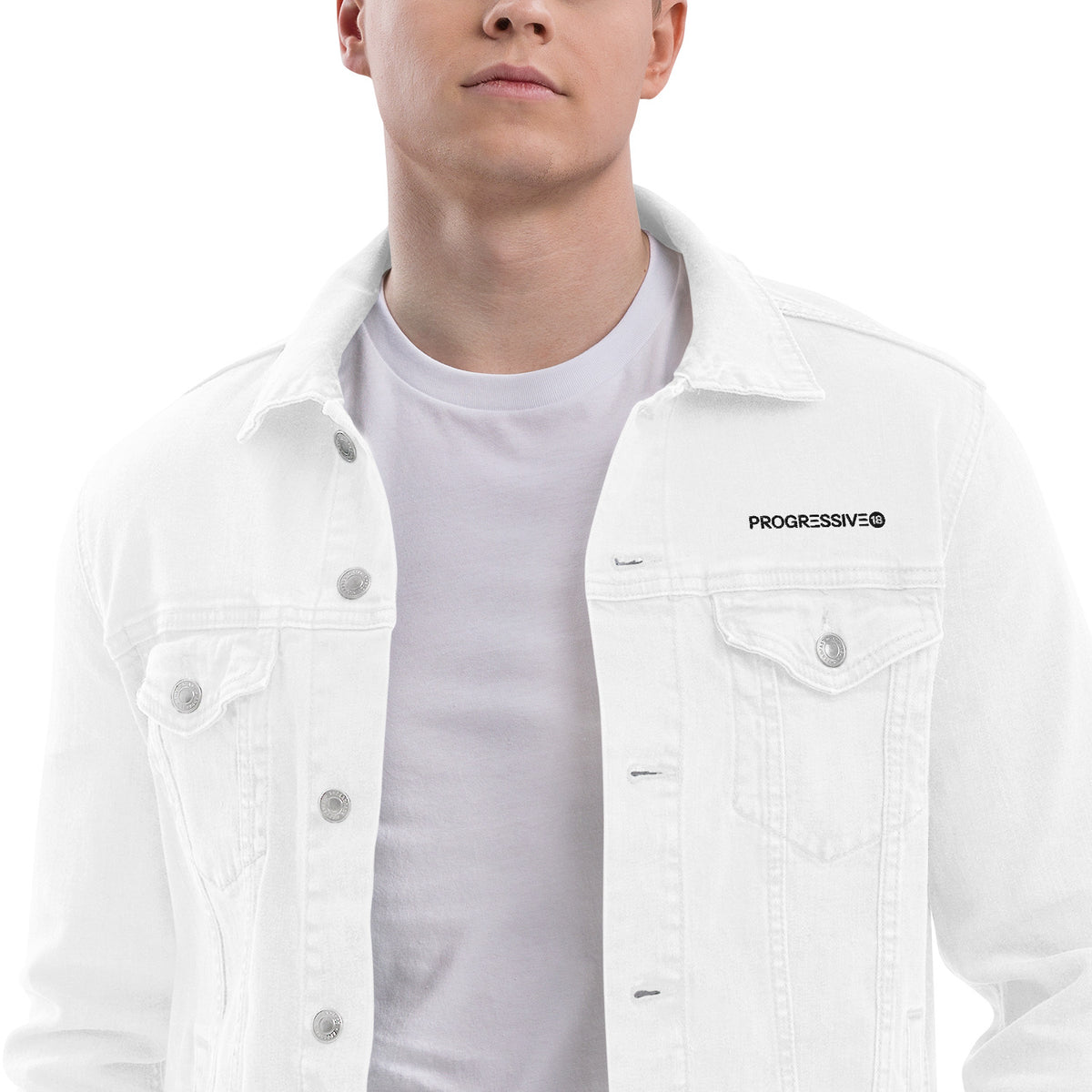 Unisex White Regular Denim Jacket