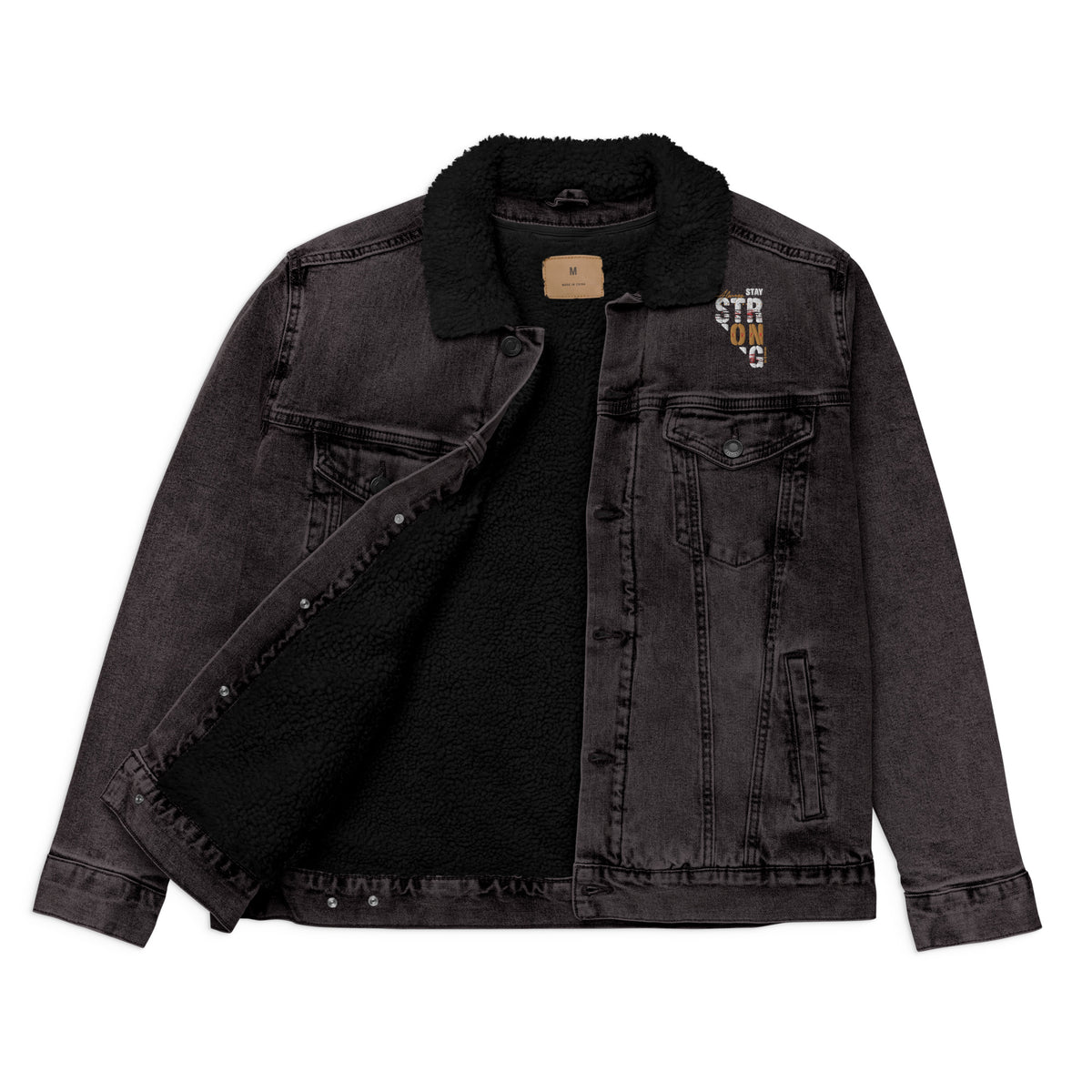 Unisex Black Sherpa Denim Jacket