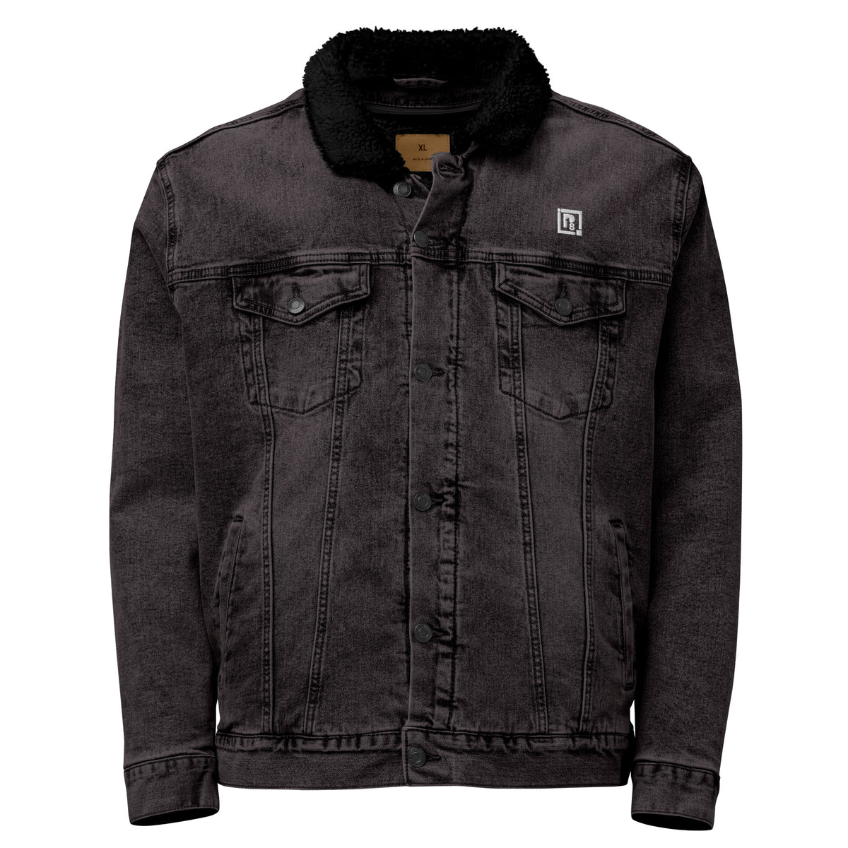 Men’s Black Denim Sherpa Jacket – ""Enjoy the Ride"" Graphic