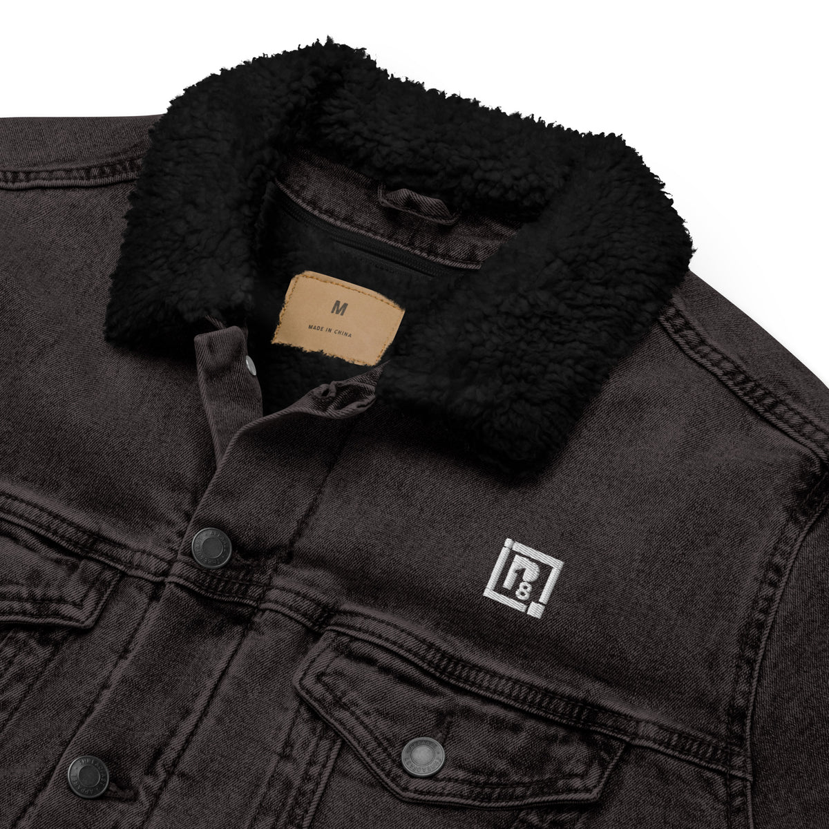 Men’s Black Denim Sherpa Jacket – ""Enjoy the Ride"" Graphic