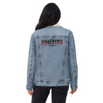 Women's Sherpa-Lined Denim Jacket – "Always Positive Thinking" Motivational Streetwear