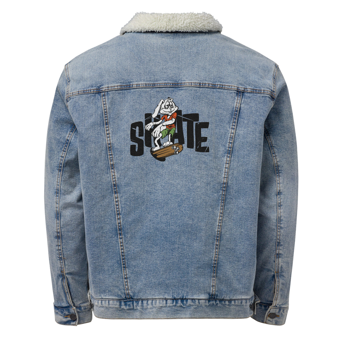 Women's Sherpa-Lined Denim Jacket – "Skate" Graphic Streetwear Edition