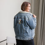 Women's Sherpa-Lined Denim Jacket – "Skate" Graphic Streetwear Edition