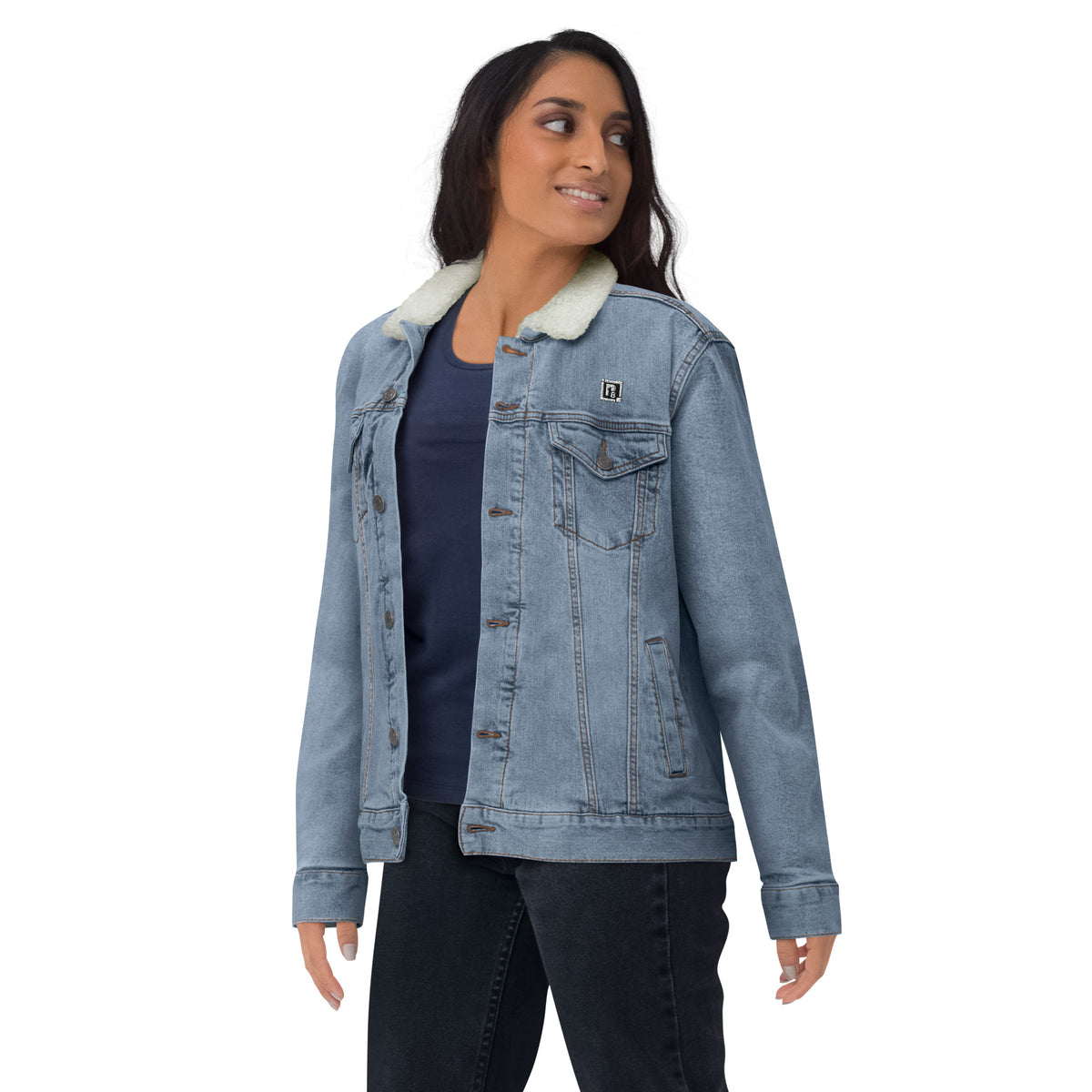 Women's Sherpa-Lined Denim Jacket – "Always Positive Thinking" Motivational Streetwear