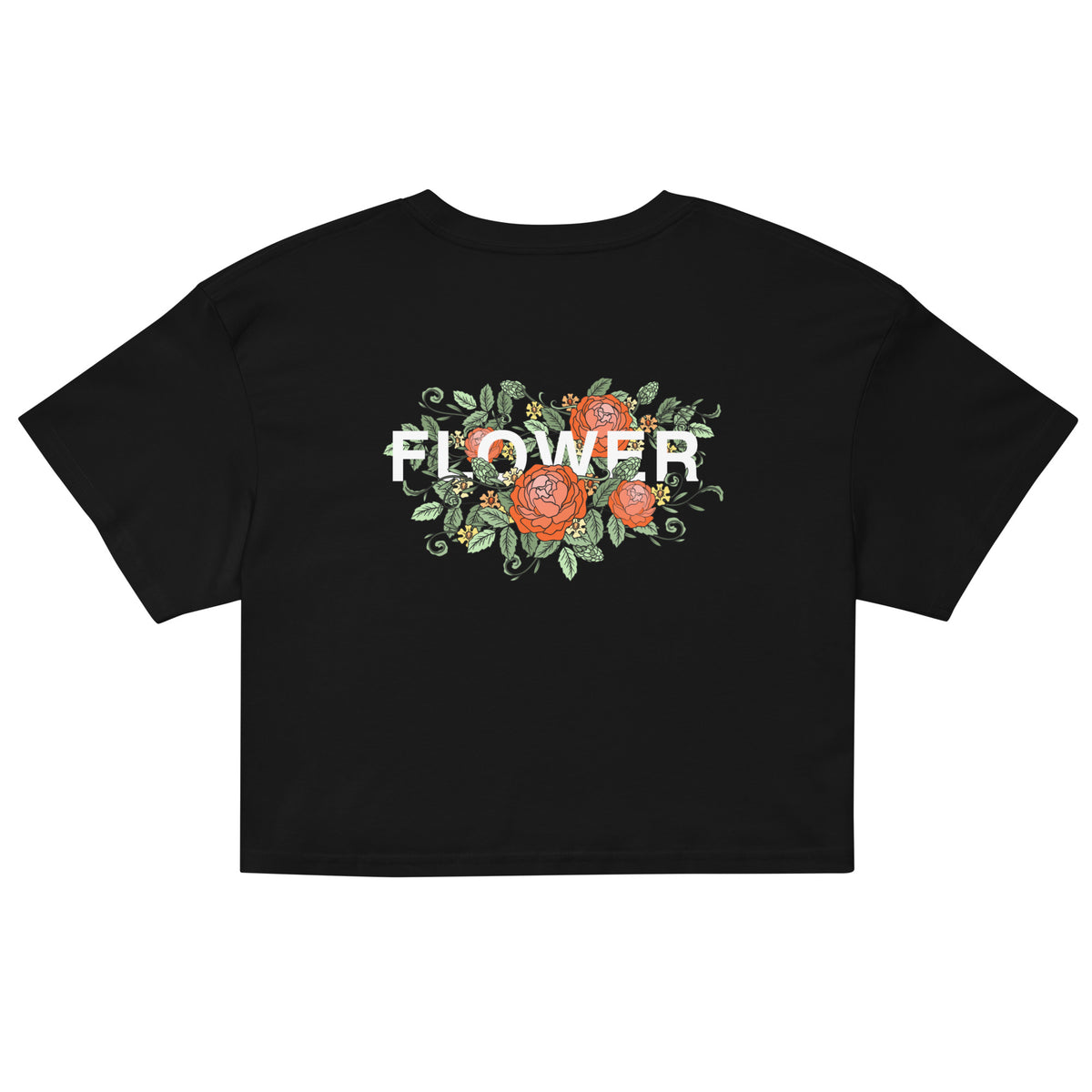 Women's Black Floral Graphic Crop T-Shirt