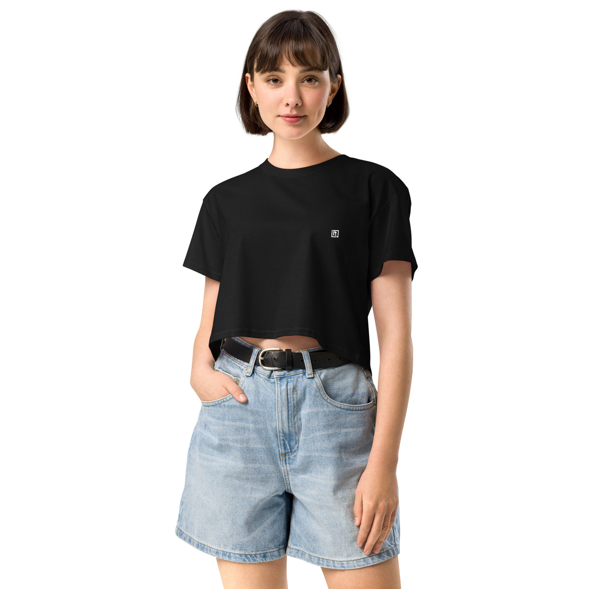 Women's Black Floral Graphic Crop T-Shirt