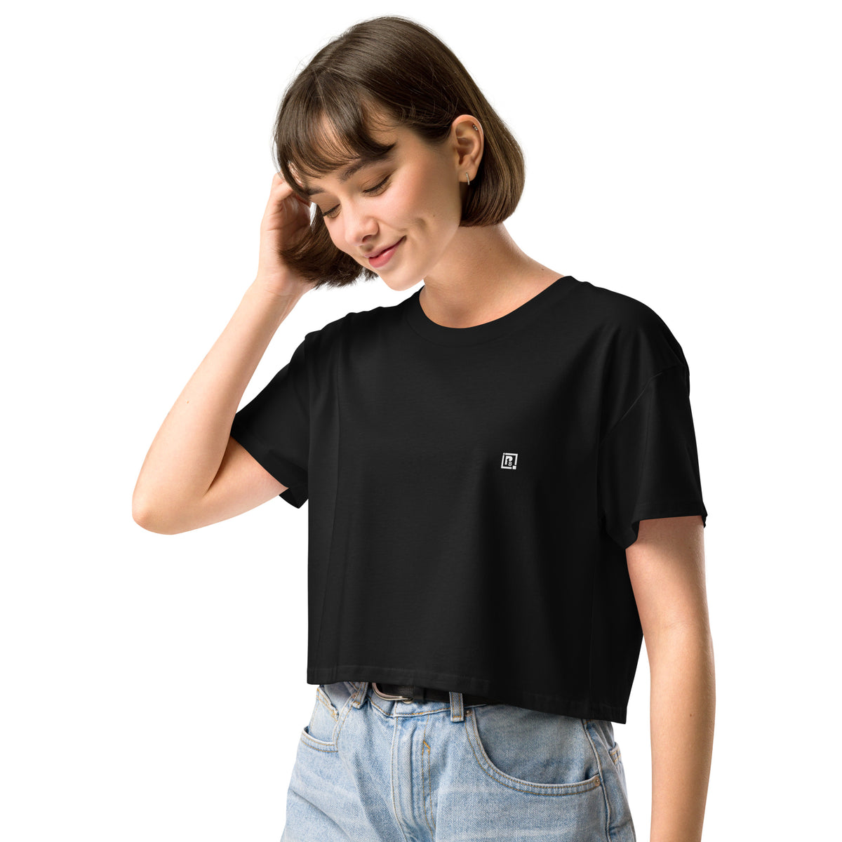 Women's Black Floral Graphic Crop T-Shirt