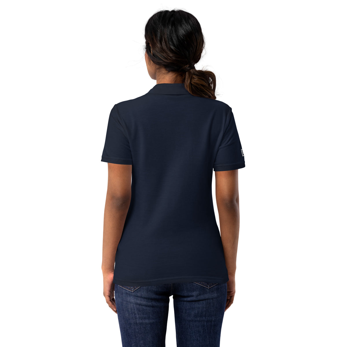 Women’s Navy Blue "Let’s Go Surfing" Embroidered Polo T-Shirt