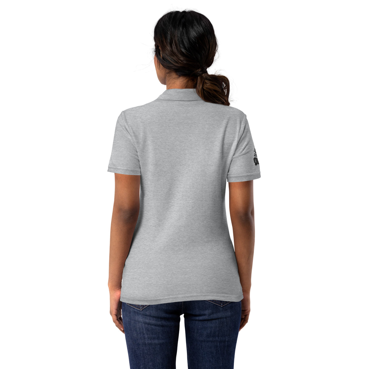 Women’s Heather Grey Embroidered Polo T-Shirt