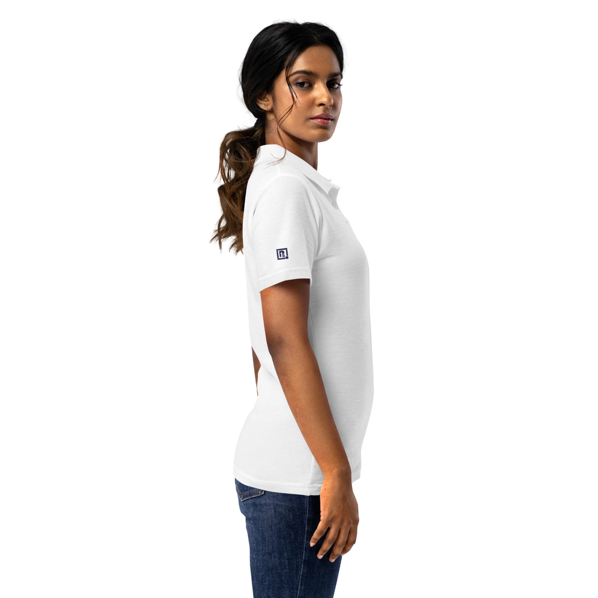 Women’s White Floral Embroidered Polo T-Shirt