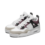 Men's White, Burgundy, and Beige Athletic Sneakers