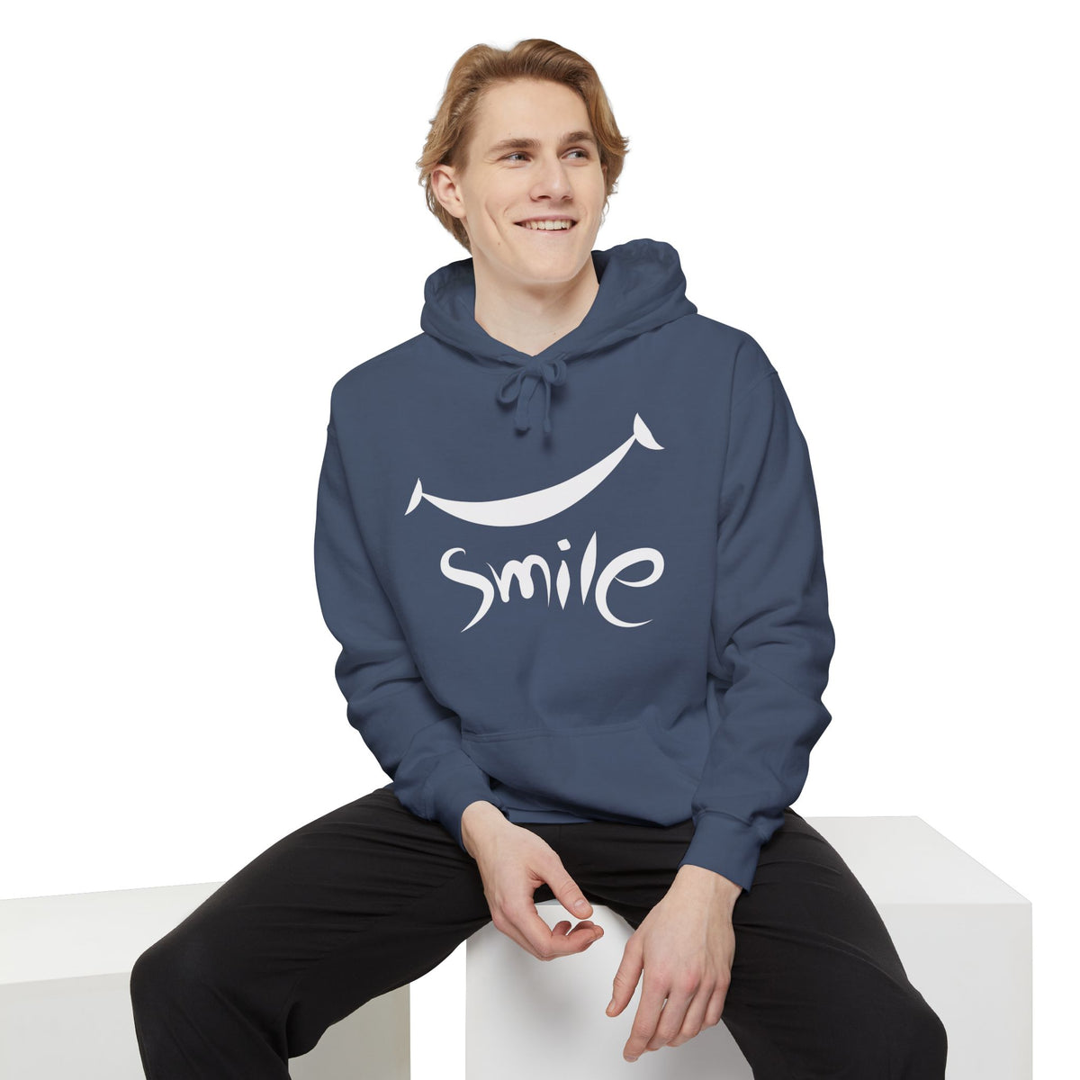 Men's Full Sleeve Printed Hooded Sweatshirt - "Smile" Graphic Design