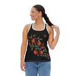 Women's Black Floral Racerback Tank Top – Elegant & Breathable