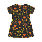 Women’s Floral T-Shirt Dress – Midnight Bloom Edition by Progressive18