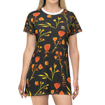 Women’s Floral T-Shirt Dress – Midnight Bloom Edition by Progressive18