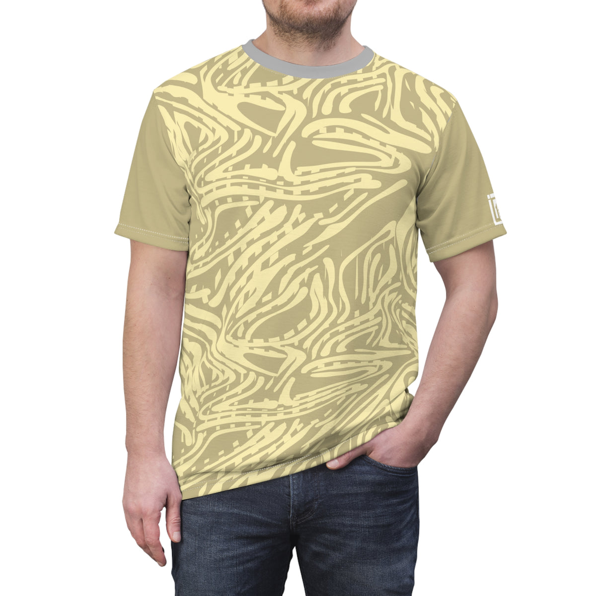 Light yellow abstract patterns Printed Cotton T-Shirt