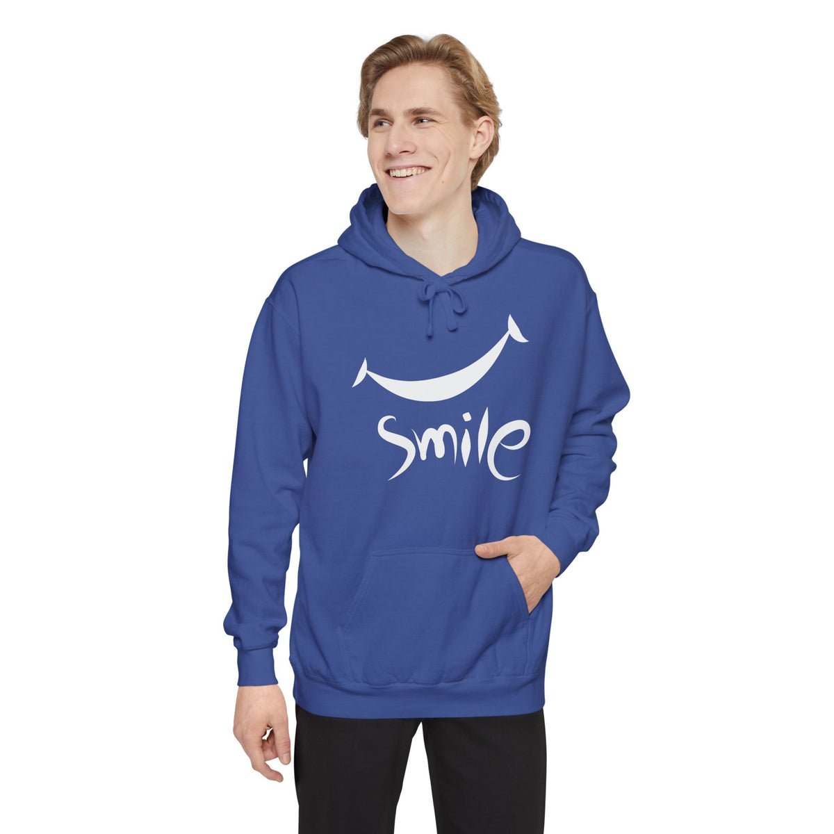 Men's Full Sleeve Printed Hooded Sweatshirt - "Smile" Graphic Design