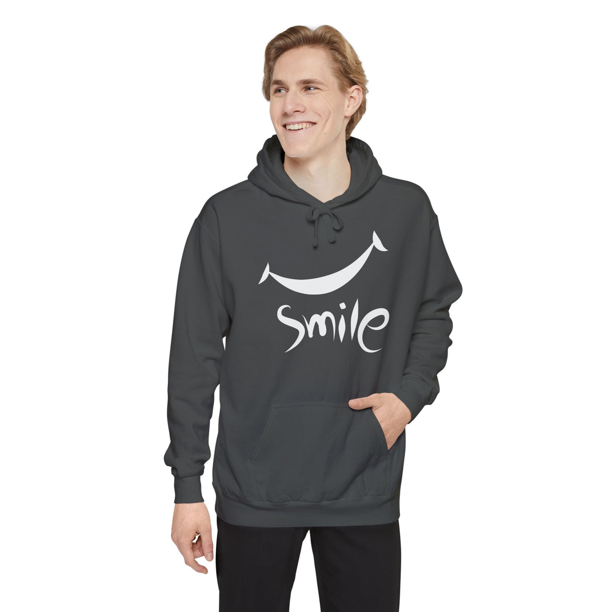 Men's Full Sleeve Printed Hooded Sweatshirt - "Smile" Graphic Design