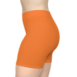 Women's Solid Orange High-Waist Biker Shorts