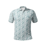 Men’s White & Teal Line Pattern Polo T-Shirt