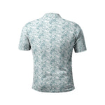 Men’s White & Teal Line Pattern Polo T-Shirt