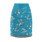 Women’s Teal Floral Bodycon Skirt