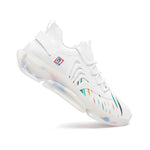 Futuristic Low-Top Mesh Sneakers – White with Multicolor Accents