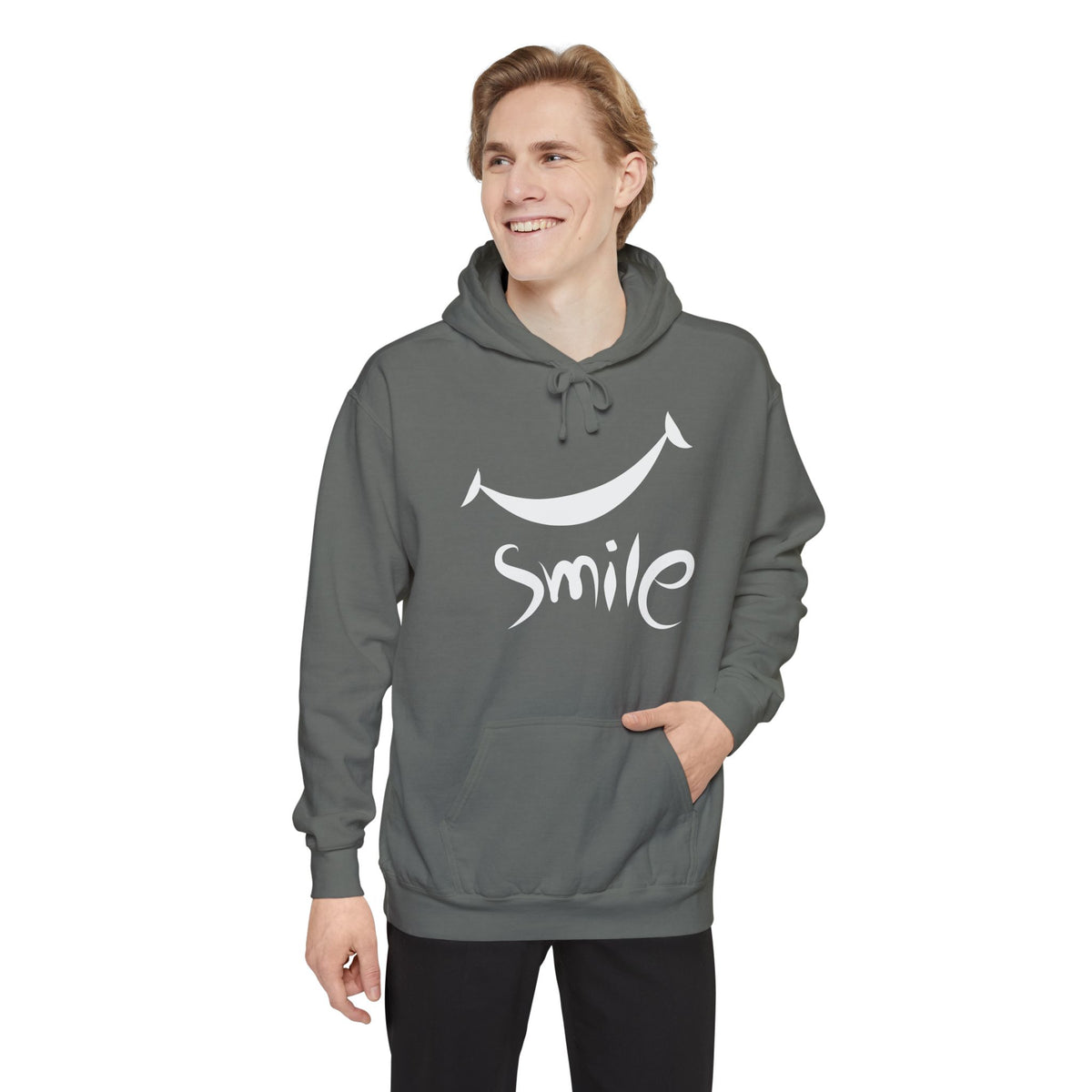 Men's Full Sleeve Printed Hooded Sweatshirt - "Smile" Graphic Design