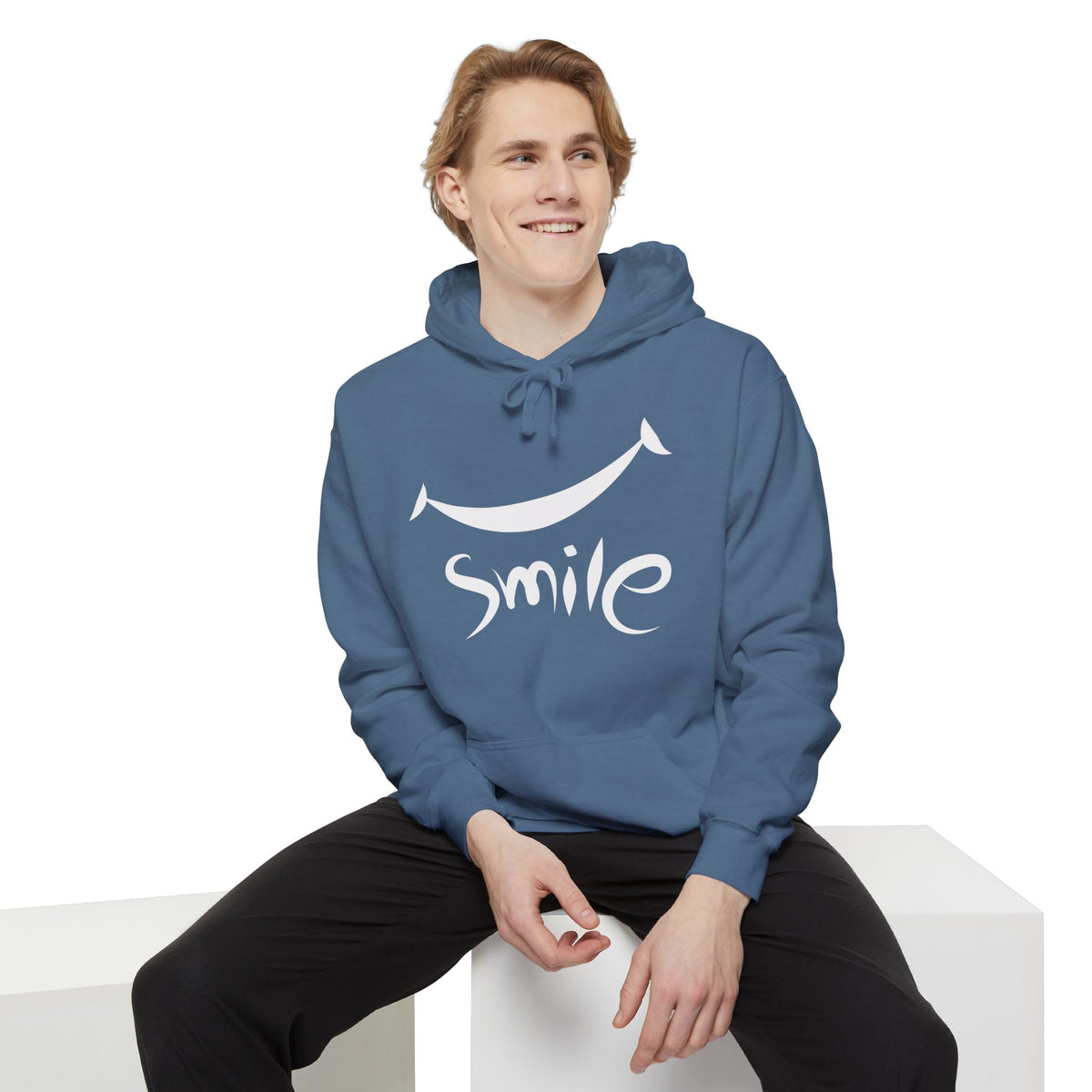 Men's Full Sleeve Printed Hooded Sweatshirt - "Smile" Graphic Design