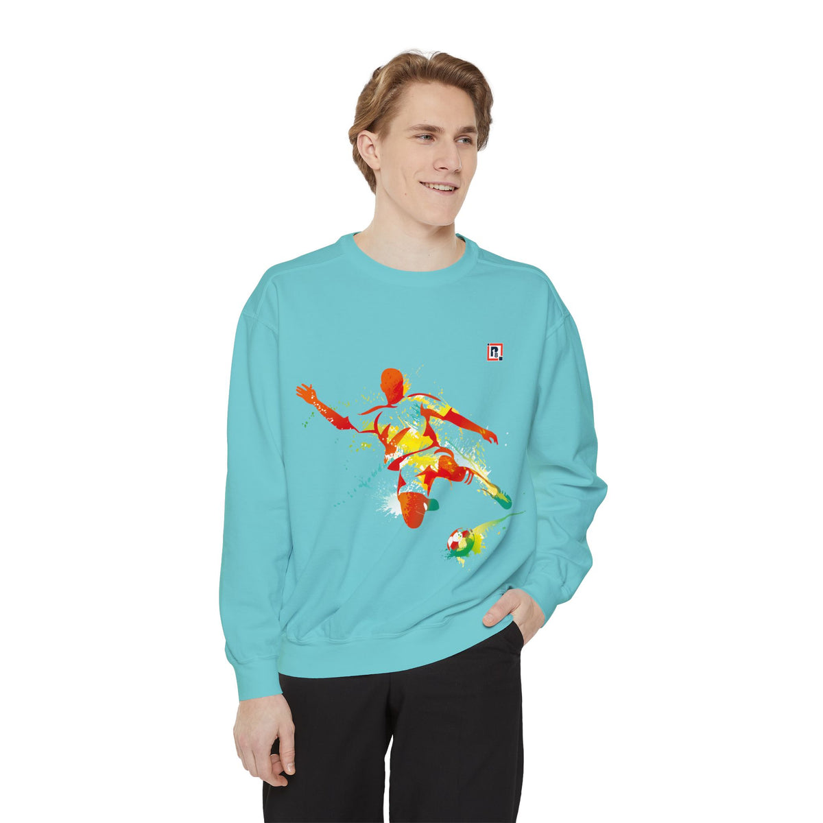 Men's Full Sleeve Colourful Paint Football Graphic Sweatshirt