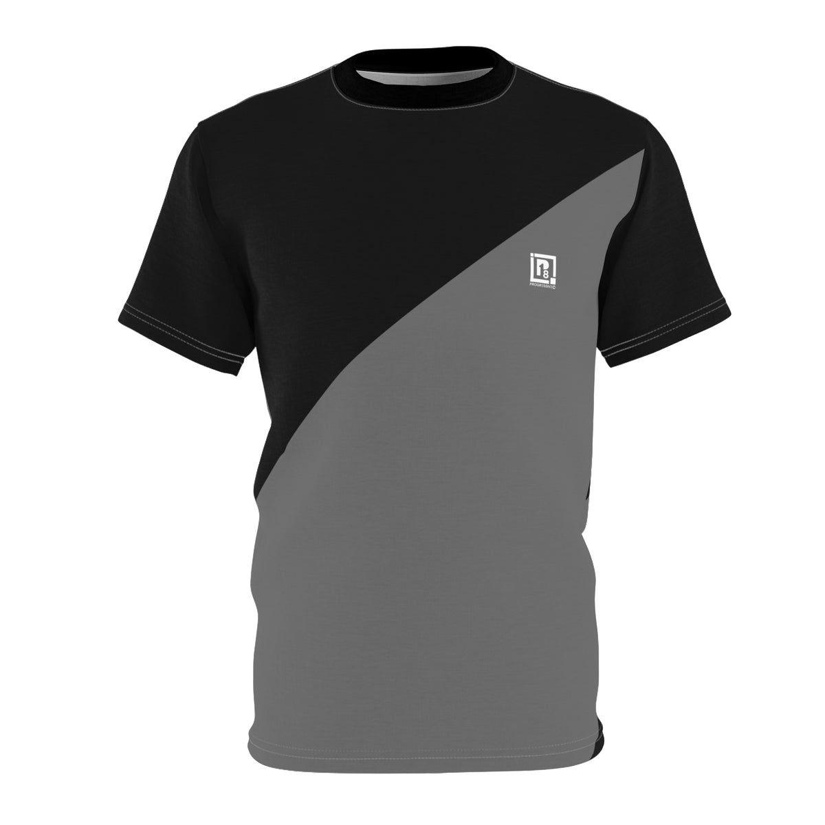 Black & Grey Diagonal Color Block Round Neck Half Sleeve Cotton T-Shirt