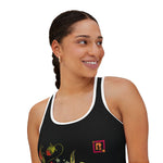 Women's Black Floral Racerback Tank Top – Elegant & Breathable