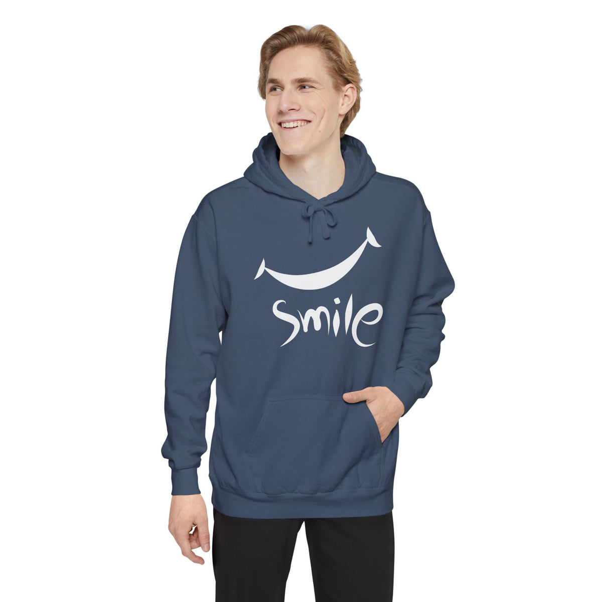 Men's Full Sleeve Printed Hooded Sweatshirt - "Smile" Graphic Design