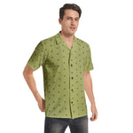 Men’s Short Sleeve Olive Green Printed Shirt