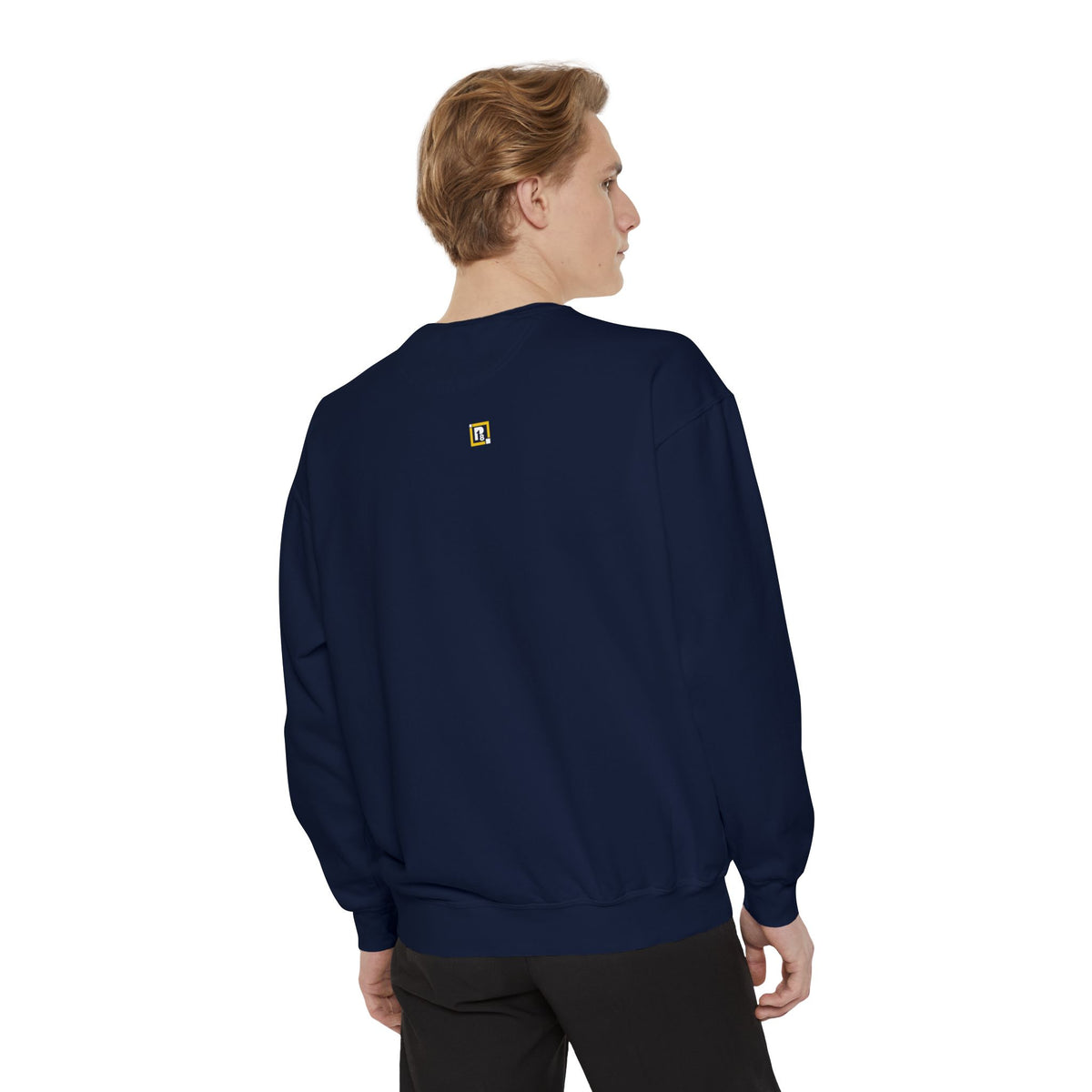 Men's Navy Blue Denim Style Printed Sweatshirt