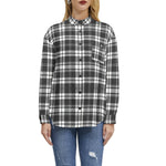 Women's Black & White Plaid Button-Up Shirt – Classic & Timeless