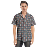 Men’s Grey Geometric Print Short Sleeve Shirt