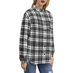 Women's Black & White Plaid Button-Up Shirt – Classic & Timeless