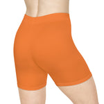 Women's Solid Orange High-Waist Biker Shorts